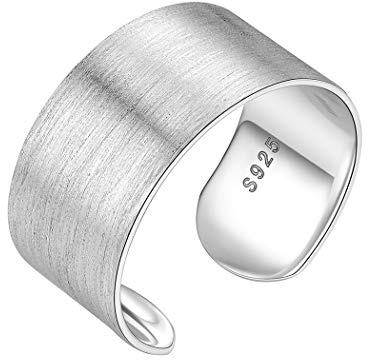 PROSILVER 925 Silber Ring für Damen 5mm 10mm 15mm Silber Offener Fingerring Anpassbar hochglanzpoliert/gebürstet Bandring verstellbar Minimalister Schmuck Accessorie