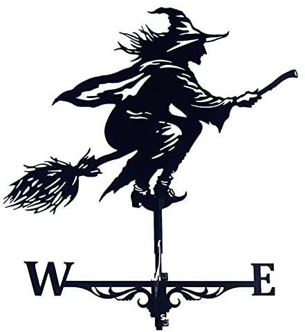 Dyna-Living Wetterhahn Windfahne Weather Hexe Weather Vane | Eisen Wetterhahn Wetterfahne Dachdeko,Antik Design, UV-beständig,Wetterfest,Wind Direction Indicator und Roof Decoration