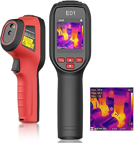 HIKMICRO E01 Wärmebildkamera SuperIR 240 x 240 IR-Auflösung Handheld Infrared Camera Thermal Imaging 20Hz Bildwiederholrate, Kompakte Thermokamera mit Laserpointer, -20°C bis 400°C