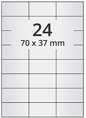 Labelident Wetterfeste Folienetiketten auf A4 Bogen, silber - 70 x 37 mm - 2.400 Polyester Etiketten auf 100 Blatt, selbstklebende PET Etiketten, matt, Typenschild-Aufkleber