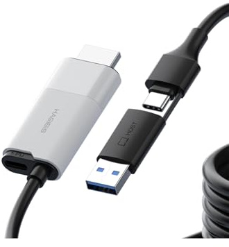 Hagibis USB 3.0 Video Capture Card Kabel mit 100W PD, HDMI to USB A/USB C 1080P @60fps YUY2 MJPEG MS2130 Video Grabber für Quest 3 VR Switch PS4/5 Live Broadcast, Gaming, OBS Streaming, Recorder
