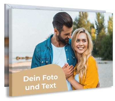 Cimpress Personalisiertes Leinwandbild, 30 × 20 cm, Foto auf Leinwand selbst gestalten mit Bild und Text, hochwertige Wanddekoration für Zuhause oder Büro, personalisierte Geschenke