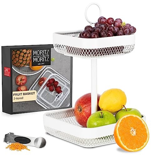 Moritz & Moritz Obst Etagere Weiß Metall – Moderne Obstschale Weiß – Obstkorb Etagere