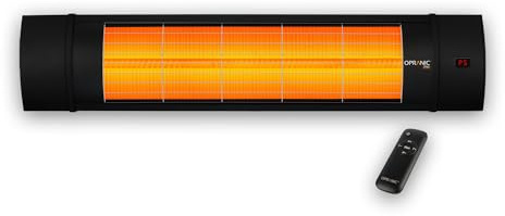 OPRANIC PRO V70R Infrarot Heizstrahler Outdoor – Deckenheizstrahler– Heizstrahler Terrasse Elektrisch – Terrassenheizer – IP65 wasserdicht – Fernbedienung – Timer (Tiefschwarz)