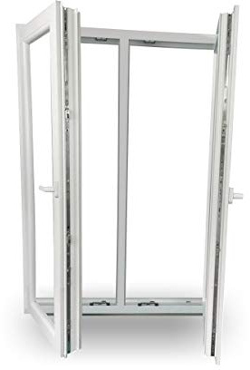 JeCo Fenster Kunststofffenster Wohnraumfenster - 2 flügelig mit Pfosten - BxH:1500x1400 mm - 2-fach-Verglasung - 60 mm Profil - Sondermaße möglich