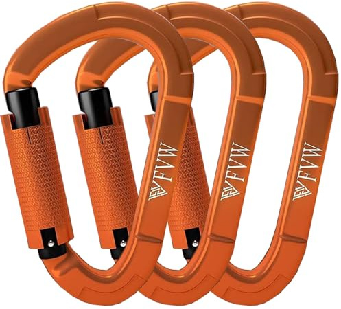 Karabiner Klettern Kletterausrüstung,3 Stück UIAA-Zertifiziert 25KN Auto Locking Kletterkarabiner Clips für Hängematten, Schaukel, Locking Hundele
