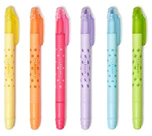 Legami - Set mit 6 radierbaren Textmarkern, Magic Highlighters, Doppelspitze zum Markieren und Radieren, für feine und dicke Striche, in Gelb, Orange, Rot, Violett, Hellblau, Grün