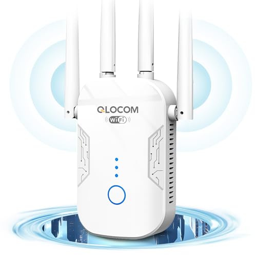 QLOCOM 2026 Neuestes WLAN Verstärker Repeater 1200Mbit/s, Internet WiFi Verstärker Dualband 5GHz & 2.4GHz WiFi Repeater mit WPS, Kompatibel Allen WLAN Geräten