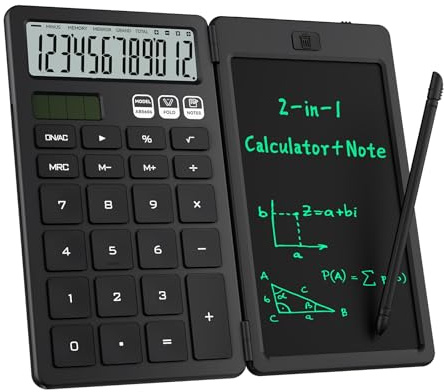 ROATEE Faltbarer wiederaufladbare 2-in-1 Taschenrechner mit löschbarem LCD-Handschrifttablett,geeignet für Studenten und Bürogebrauch