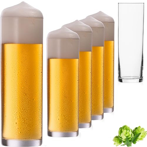 PLATINUX Hohe Biergläser 200ml (max. 240ml) Set 6-Teilig Bierstangen aus Glas Kölschgläser Spülmaschinenfest