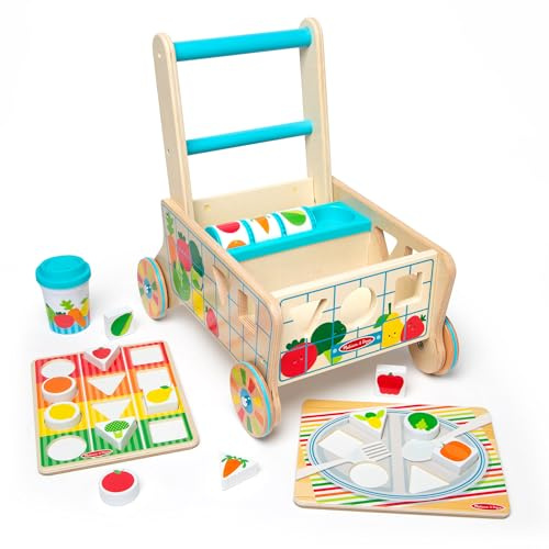 Melissa & Doug - Einkaufswagen aus Holz zum Formensortieren, Spielzeug zum Schieben und Puzzles, Holzspielzeug, Lernspielzeug für Säuglinge, ab 12 Monaten