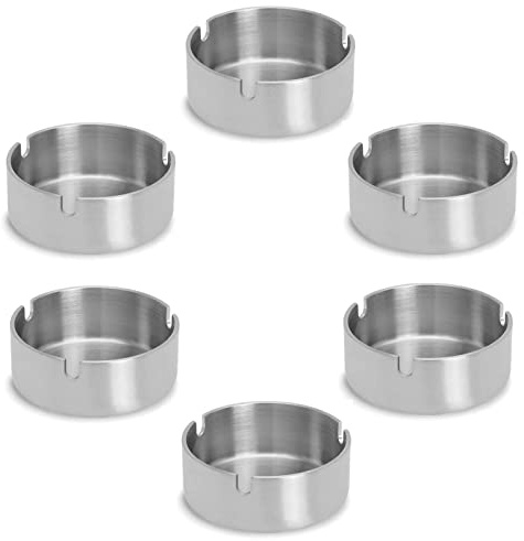 6 Stücke 10cm Edelstahl Aschenbecher Moderne Tischplatte Aschenbecher,Runder Zigarrenaschenbecher,für Home,Büros,Hotels, Restaurants,Innenraum und Draußen