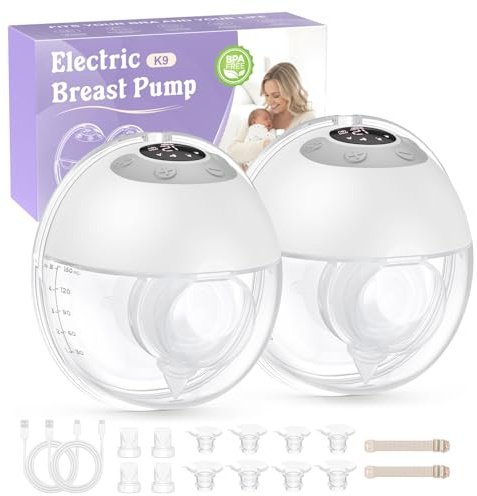 Haokoo Milchpumpe Elektrisch Freihändig für Stillende Mütter, Tragbare Elektrische Milchpumpe für Anfängerinnen, Auslaufsicher, 4 Modi & 12 Stufen, mit 17/19/21/24/27 mm Flanschen, 2 Stück