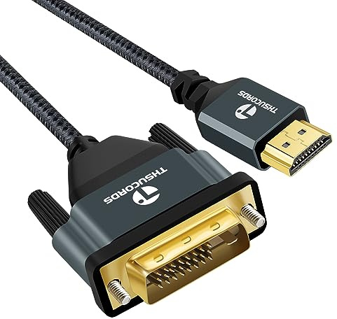 Thsucords 4K HDMI auf DVI Kabel 1M, Vergoldetes geflochtenes DVI auf HDMI Kabel Bidirektional kompatibel mit Projektor, Laptop, TV, PC, DVD Player