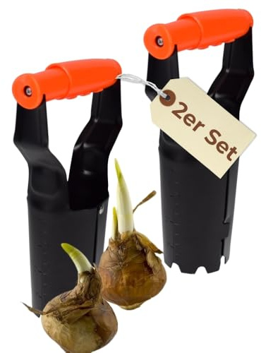 2er Set Zwiebelpflanzer Garten Blumenzwiebelpflanzer Zwiebelstecher Auslöseautomatik Pflanzhilfe für Blumenzwiebeln Pflanzautomat