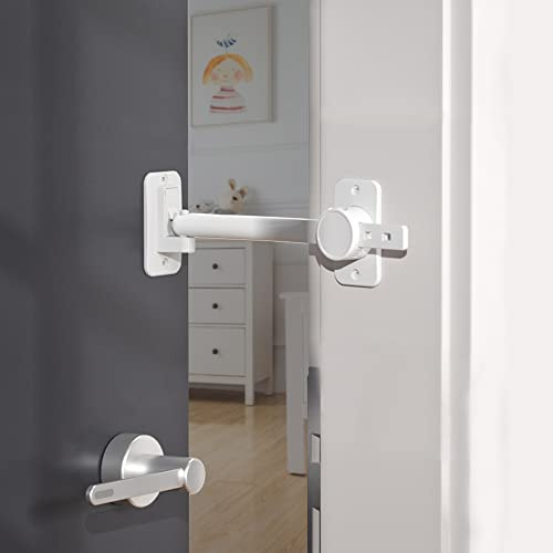 SAFELON 1er Set Baby-Türsicherungen mit Fingerklemmschutz, Türstopper für Kinder und Haustiere, einfacher Katzenzugang – Weiß