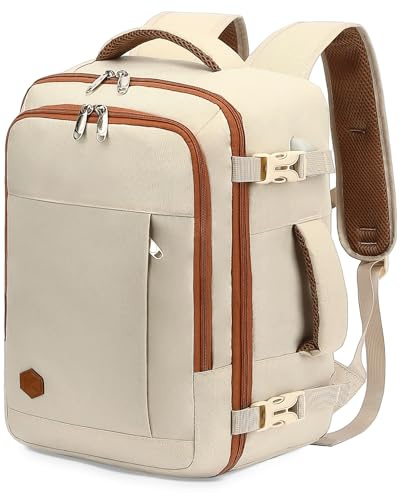 VANKEV 45x36x20 für easyJet Handgepäck Laptop Rucksack Reiserucksack | 30L Handgepäck, Leichte Freizeitrucksack, Tasche Rucksack 15.6 Zoll Laptop Backpack für Herren und Damen, Beige