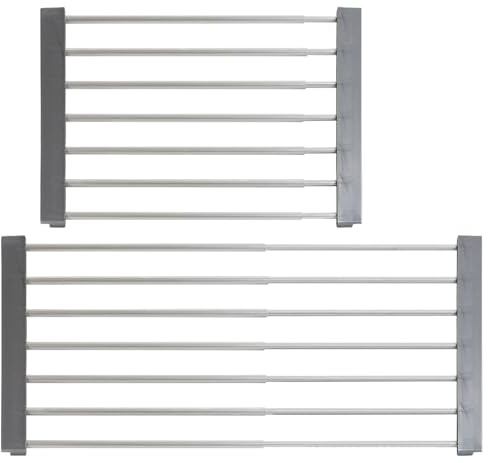 Rosenstein & Söhne Kühlschrankteiler: 2er-Set Universal-Einlegeboden für Kühlschrank, ausziehbar bis 60 cm (Einlegeboden Kühlschrank Gitter, Teiler-Schiene, Regal)