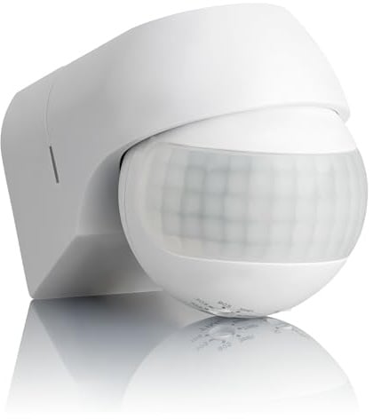 SEBSON Bewegungsmelder Aussen IP44, Aufputz, Wand Montage, programmierbar, Infrarot Sensor, Reichweite 12m / 180°, LED geeignet, schwenkbar, 3-Draht