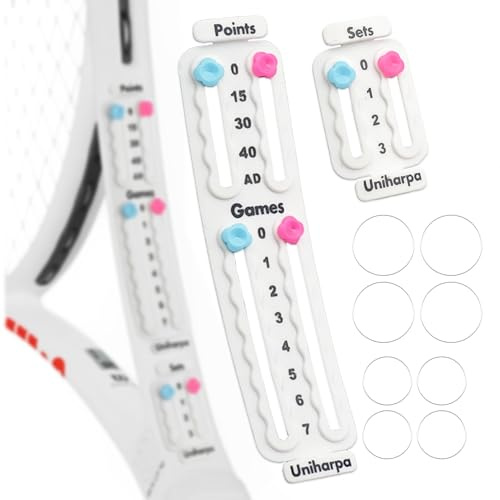 Uniharpa Tennis-Punktezähler für Schläger-Paddel, Tennisschläger, Pickleball-Paddel-Scorekeeper, kleiner Punktezähler für Tennistrainer, Punkt-Tracker, Aufnahmepunkte und Sets, 1,9 g