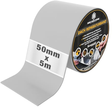 HSS Dach Reparaturband selbstklebend mit MicroSealant Klebstoff – für Dach & Abdichtungen – wasserdichtes Klebeband – Grau – 50 mm x 5 m