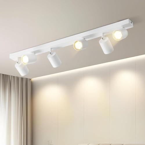 Homefire LED Deckenstrahler Deckenlampe - 6 Flammig GU10 Deckenleuchte Weiß | 350° Schwenkbar Strahler Spots Innen Deckenspot flurlampe für Wohnzimmer Küche Schlafzimmer Ohne Leuchtmittel