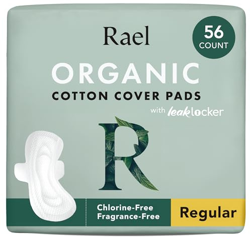 Rael Bio-Baumwollüberzug Binden Damen mit Flügeln – Auslaufschutz, ultra-dünn Damenbinden, duftstofffrei, chlorfrei, hypoallergen, vegan & tierversuchsfrei (Regulär, 56 Stück)