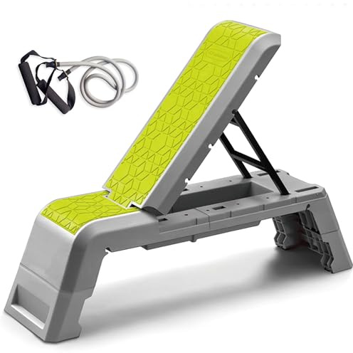 leikefitness Multifunktionale Aerobic Deck mit Cord Workout Plattform Einstellbare Hantel Bank Gewicht Bank Professionelle Fitnessgeräte für Home Gym (Green)