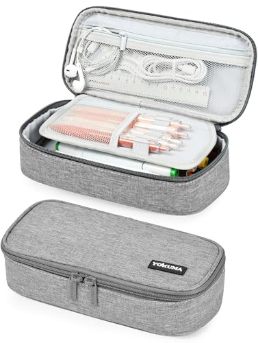 YOKUMA Federmäppchen mäppchen federtasche federmappe etui Schule groß Kapazität für Teenager Erwachsene schlamppermäppchen federpenal schulmäppchen Aesthetic Pencil case (grau)
