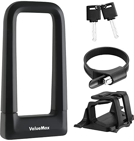 ValueMax Bügelschloss Fahrrad, Schweres U Fahrradschloss mit 14mm starkem Bügel, hohe Sicherheit Schloss mit Halterung, 2 Schlüssel, Für Fahrräder E-Bike Motorrad Glastüren, Schwarz