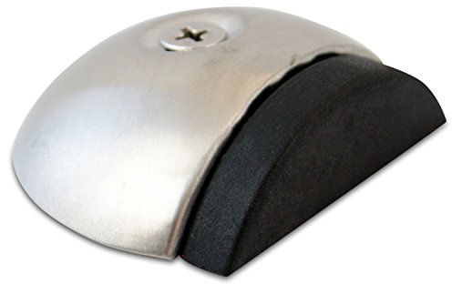 Stoppwerk Türstopper Boden - Edelstahl Bodentürstopper Flach mit Gummi Türpuffer - Zum Schrauben inkl. Befestigungsmaterial - B:5,6cm H:1,7cm