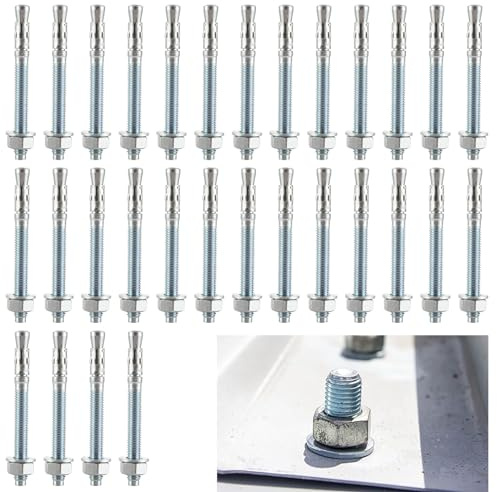 30 Stück Bolzenanker M10 X 100mm Schwerlastanker, Verzinkt M10 Schwerlastdübel Ankerbolzen Für Geländer, Fenster, Vorhangfassaden, Maschinen, Balken