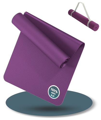 LILENO SPORTS Yoga Matte Beere (180x60cm) - Sport und Yogamatte extra rutschfest in 4 mm Dicke - Gymnastikmatte und Fitnessmatte für Workout und Yoga - Sportmatte für Zuhause