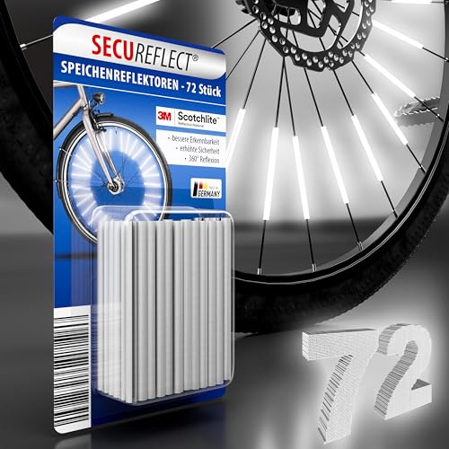 SECUREFLECT Speichenreflektoren | Original 3M™-Scotchlite | maximale Sichtbarkeit | StVZO-zugelassen | erhöhte Fahrrad Sicherheit | einfache Montage | Alternative zu Katzenaugen I 72 Stück