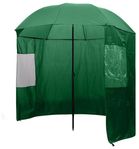 vidaXL Angelschirm Anglerschirm Regenschirm Schirmzelt mit Seitenwand Grün