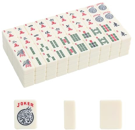 GUSTARIA Amerikanische Mahjong-Fliesen, 3 cm, nur 160 Steine (ohne Würfel und anderes Zubehör), Elfenbein, Erwachsene