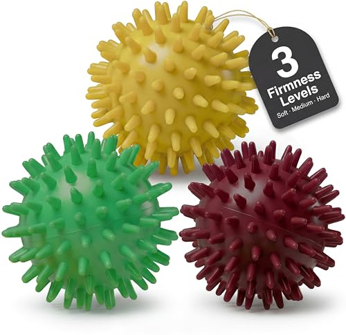HELDSON Igelball Set – 3 Massagebälle mit Noppen, weich bis hart, Fuß, Hand | Noppenbälle zur Handmassage & Reflexzonen Stimulation – auch für Waden, Rücken und Schultern, im Büro oder nach dem Sport