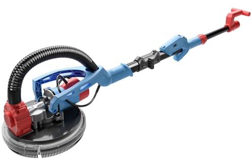 FANZTOOL Trockenbauschleifer 750W mit Integriertem Staubsauger, Ø 225 mm, bis 120° Neigbarer Schleifkopf,1,9m Teleskopierbar,Wand & Deckenschleifer inkl. 12 Schleifscheiben & LED-Arbeitsleuchte