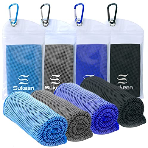 Sukeen Kühlendes Handtuch Kühltuch Kühlhandtücher für Hals und Gesicht 100 x 30 cm Mikrofaser Sporthandtuch Fitness Handtuch Cooling Towel für Camping Wandern Golf Reisen Saphirblau