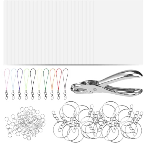 Xyvor 186 Stück Schrumpffolie Set, Schrumpffolie zum Basteln | mit 25 Blank Schrumpfpapier, Schlüsselanhänger, Locher, Ohrhaken, für Diy Geschenk Dekorationen, Schmuckzubehör