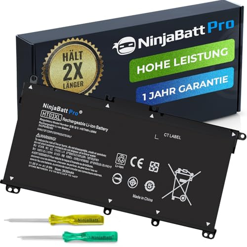 NinjaBatt Pro HT03XL L11119-855 Akku für HP Pavilion 15 - Passt zu 14-CE/14-CF/15-DB/15-CS/15-DA/15-DW/17-by/17-CA - Ersatz-Laptop-Akku für HP 15 - Langanhaltende Leistung