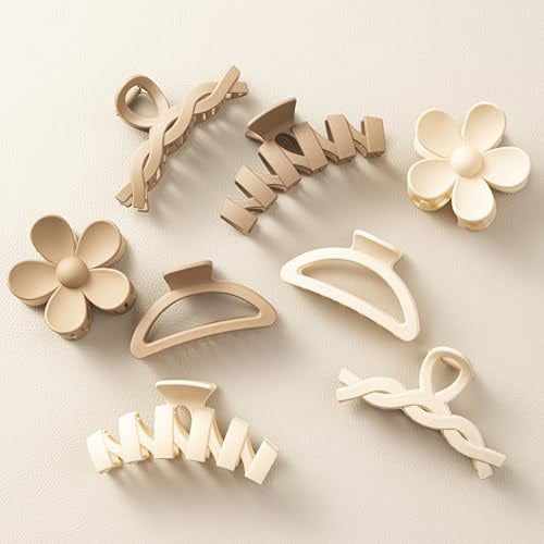 HBselect 8er Set Haarklammern rutschfeste Haarspangen Damen für dickes Haar | Blumen‑Klauenclips, rutschfeste große Haarklammern mit starkem Halt für langes und lockiges Haar, für Frauen und Mädchen