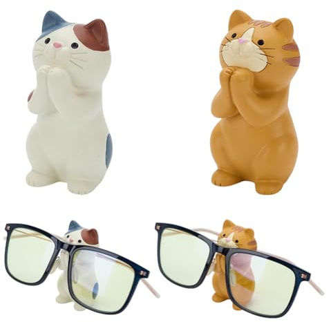 WEBEEDY 2 Stile Lustiger Tierbrillenhalter Aus Katze Und Tiger Brillenständern Tier Brillenorganisator Aus Harz Handgefertigter Brillenhalter Für Die Heimdekoration