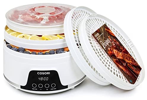 COSORI Dörrautomat für mehr Möglichkeiten, Food Dehydrator mit 5 stapelbaren und herausnehmbaren Tabletts, Einstellbare Höhe, Temperaturregelung(35-75℃), BPA-frei, 350W,Weiß