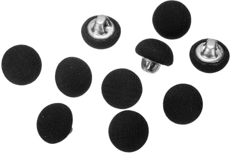 QUARKZMAN 10 Stück Knöpfe mit Stoffüberzug 10mm Buttons zum Annähen Metallschaft Ösen Stoffknöpfe Halbkreis Nähknöpfe Vintage Ösenknöpfe für Anzüge Mantel Jacken Blazer Hemd, Schwarz