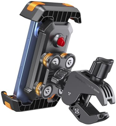 kzomKzoo Universal Motorrad Handyhalter【Doppelt Vibrationsgedämpft】 Handyhalterung Fahrrad, 360° Drehbar Lenker für iPhone 17 16 15 Pro/Samsung S24 Ultra (4,7-7,2'' Smartphone)
