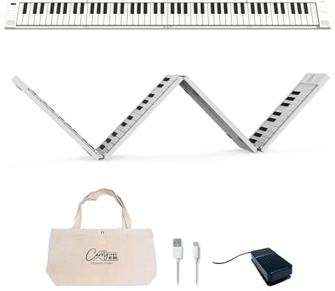 Carry-on Handgepäck FP-88 Touch 88 Tasten Berührungsempfindlich Weiß Tragbar Faltbar Digital Piano USB MIDI Controller mit Wiederaufladbarer Batterie