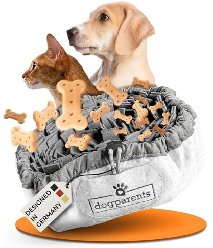 DOGPARENTS® Schnüffelteppich Hund klein & groß – Schnüffelmatte Hund ROBUSTER Hunde Schnüffelteppich für Hunde Beschäftigung Hund, Suchspiele für Hunde [Schnüffelspielzeug Hund] Grau