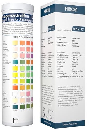 100x Urinstreifen mit 11 Indikatoren Gesundheitstest für Zuhause & Professionell Urin Teststreifen – Urinanalysestreifen Selbsttest | Ketone Glucose pH-Wert