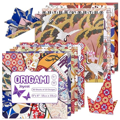 JoyCat Origami-Papier mit ethnischen Mustern, 50 Blatt, 15,2 x 15,2 cm, doppelseitig, traditionelle kulturelle Kunst für Bastelarbeiten, Scrapbooking und Dekoration